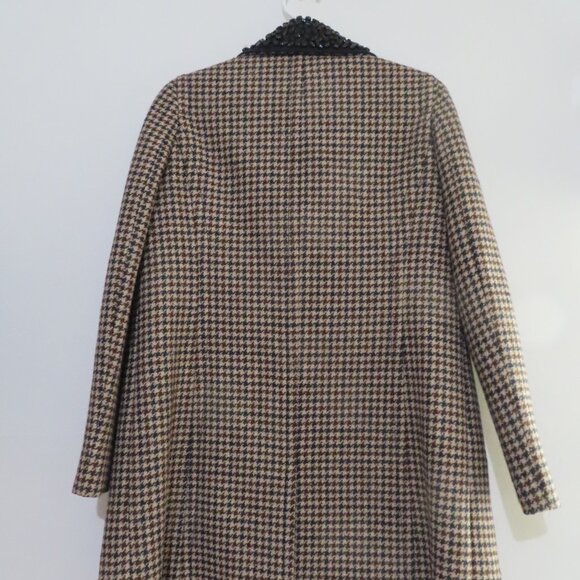 J.Crew Collection Beaded Collar Houndstooth Coat Size 2 - Picture 10 of 12